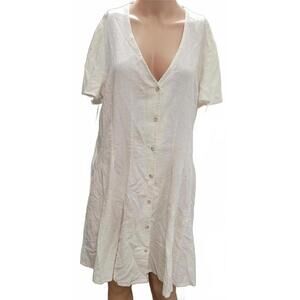 Universal Thread Women's Linen Blend Buttons-Up Mini Shirt A-Line Flare dress